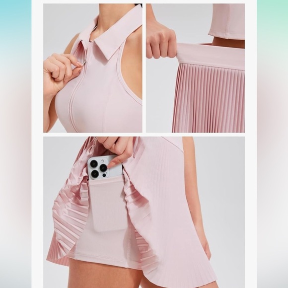 AFZ Women Pleated Tennis Skirt Set Two Piece Racerback Golf Outfits Pickleball - Picture 3 of 7